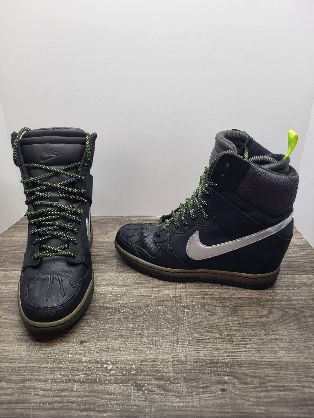 Nike Dunk Sky Hi Black Silver High Top Sneaker 684954-001 Women's Size 8